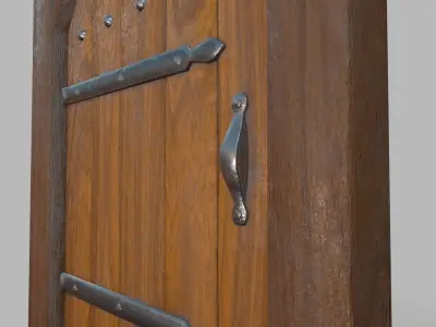 Medieval Wooden Door Low-poly 3D model