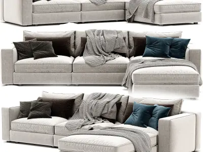 Bloor Sofa Ottoman Essence Natural 3D model