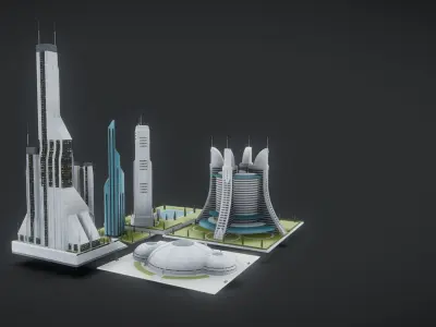 Future urban architecture in science fiction A01 3D model