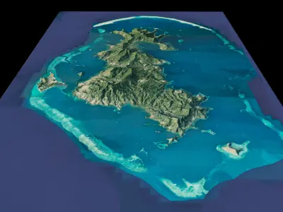 Mayotte islands 3d model terrain Low-poly 3D model