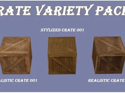 Wooden Crate Variety Pack Low-poly 3D model