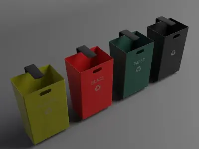 Street Trash Can Low-poly 3D model purchase