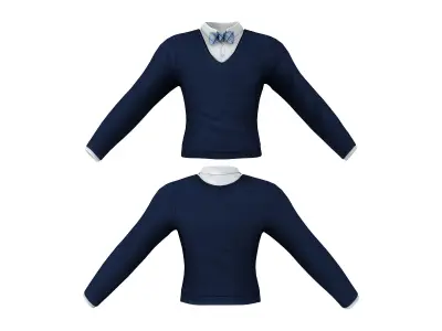 Men Trousers Sweater Dickybow Shoes Outfit Low-poly 3D model