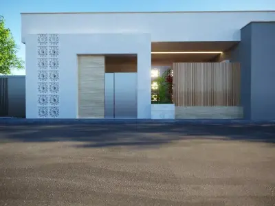 3D Model Compact Modern House with Small Front Garden Low-poly 3D model