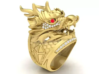 Luxury Dragon Head Diamond Ring 3D Jewelry Model 3625 3D print model