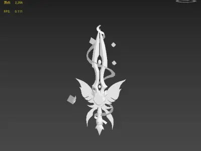 Stylish hand drawn dagger Low-poly 3D model