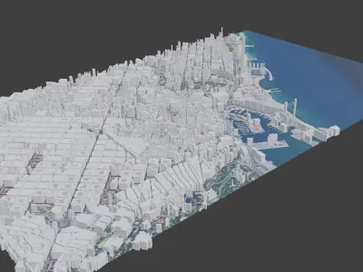 Barcelona City Low-poly 3D model