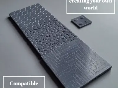 Medieval Modular Stone Floor Tile Seamless Snap-Fit 3D print model