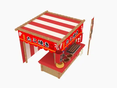 Japan night market Venders 3D model