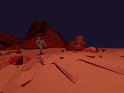 Mars Terrain and Astronaut Animation 3D model