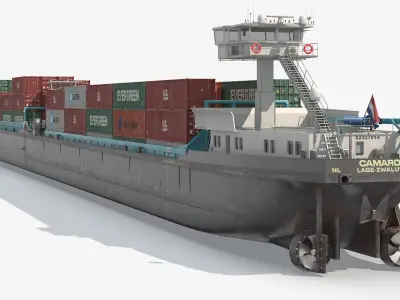  Camaro V Container Barge Loaded Dutch Flag Gray 
