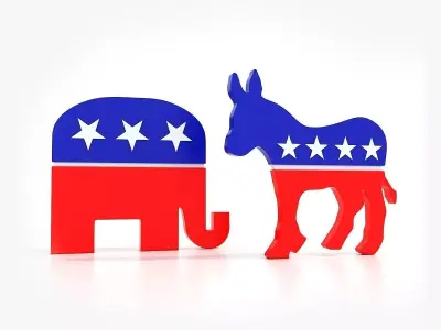 Democratic Donkey and Republican Elephant political symbols 3D model