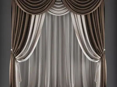 Curtains curtain Low-poly 3D model
