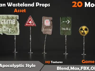 Post-Apocalyptic Urban Props Low-poly 3D model