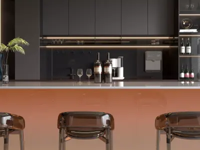 Kitchen interior 03 Low-poly 3D model