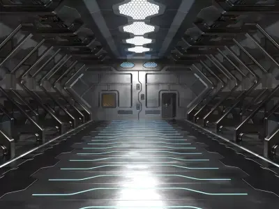 High Poly Sci Fi hangar model 3D model