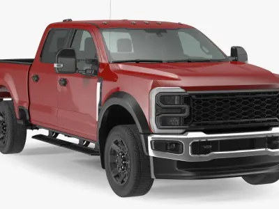 Red Heavy Duty Pickup Truck 3D model