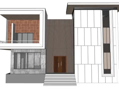 Modern Bungalow Set of 6 Facade Design Low-poly 3D model