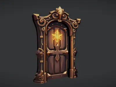 ornate wooden door 3D model