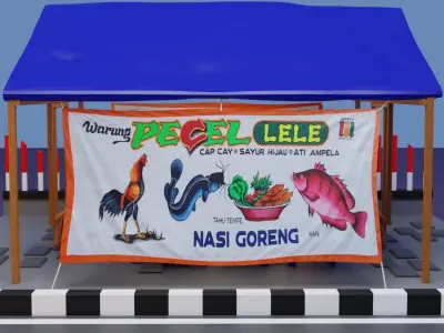 Warung Pecel Lele Lowpoly Isometric Low-poly 3D model