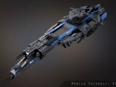 Rhodes Battlecruiser Low-poly 3D model