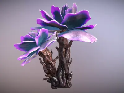 Alien Fantasy Plant - Flower Tree Low-poly 3D model