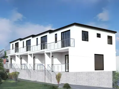 Modern townhouse with drawnings 3D model
