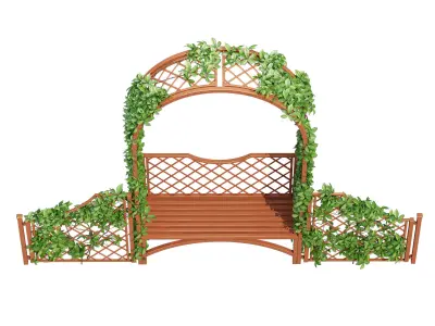 Portofino wooden bench with ivy 3D model