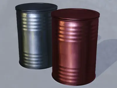 Barrel metal can Low-poly 3D model