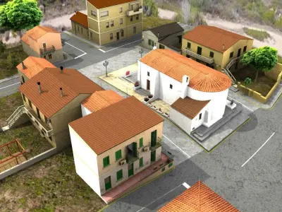 Santa Lucia Square - Italian Small Village Scene 3D model