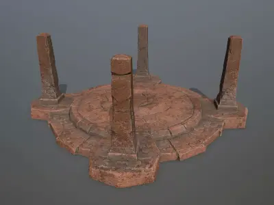 Ruin Gate Low-poly 3D model 26