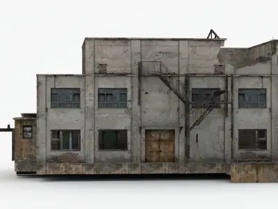 Abandoned Factory Building Low-poly 3D model