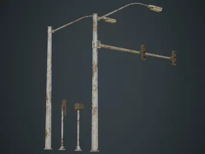 Stop Light 1D Low-poly 3D model