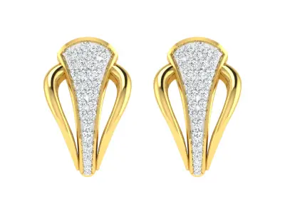 Light Weight Yellow Gold Diamond Earring EZ BI-32 3D print model