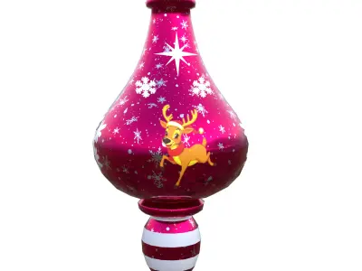 Christmas Reindeer Ornament Red Bauble PBR Holiday Decoration  Low-poly 3D model