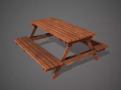 Wooden Garden Bench  Low-poly 3D model