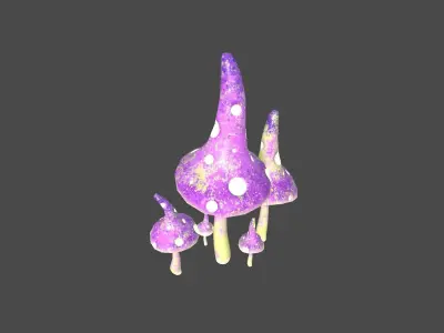 Fantasy Mushroom G08 Purple Yellow - Scene Backdrop Design Low-poly 3D model