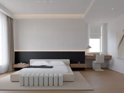 Modern Minimalist Bedroom 002 3D model