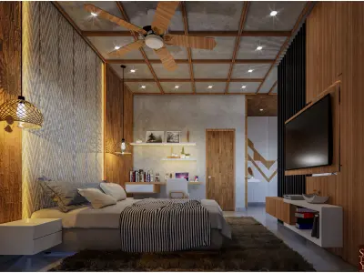 Resort - cottage 03 - bedroom - interior 3D model