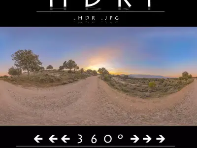 HDR RURAL DIRT ROAD AT SUNSET Low-poly 3D model