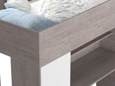 Horizon King Single Loft Bed with Shelves 3D model