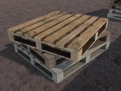 wooden pallet  Low-poly 3D model