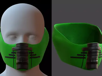 Gas mask helmet 3d model scifi Low-poly  Low-poly 3D model