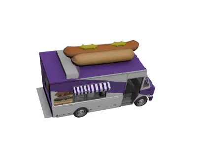 Hot Dog Truck Mobile Street Food Delivery Vehicle 3D model