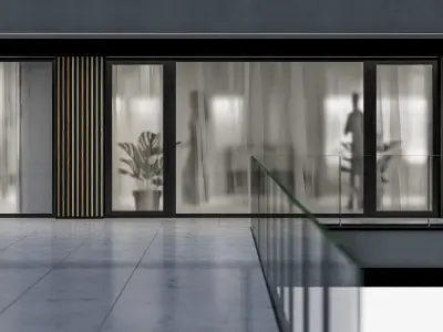 Modern house 09 at night 3D model