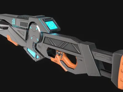 Sci-fi Gun Low-poly 3D model 18