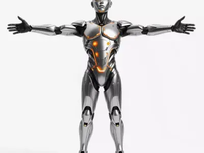 Futuristic Android Robot Model Pack with LED Details Low-poly 3D model