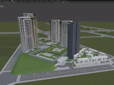 Modern Residential Towers Complex 3D model