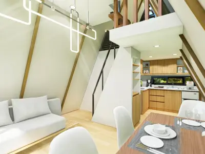 Elevated A-Frame Cabin with Modern Split-Loft Design 3D Model Low-poly 3D model