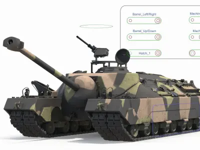  Armored Combat Vehicle With Camouflage Paint Rigged 